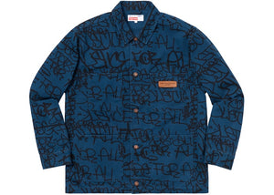 Supreme Comme des Garcons SHIRT Printed Canvas Chore Coat Navy