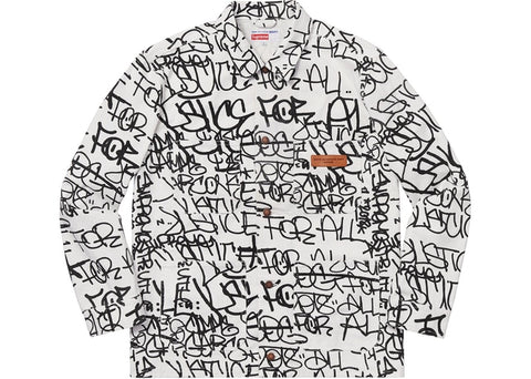 Supreme Comme des Garcons SHIRT Printed Canvas Chore Coat White